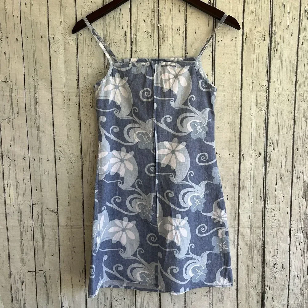 Charlotte Russe Vintage Baby Doll Sun Dress Size S Blue Floral Beachy Sheath